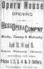 An advertisement in the Crookston Weekly Times for the opening night performance at the Opera House Block on April 13–15, 1891, featuring the Hess Opera Company.