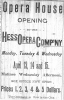 An advertisement in the Crookston Weekly Times for the opening night performance at the Opera House Block on April 13–15, 1891, featuring the Hess Opera Company.