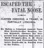 Black and white image of headline from the St. Paul Pioneer Press regarding the near-lynching of Houston Osborne, June 3, 1895. 