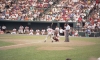 Color image of Kirby Puckett batting against the Baltimore Orioles during a game at Camden Yards.