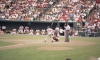 Color image of Kirby Puckett batting against the Baltimore Orioles during a game at Camden Yards.