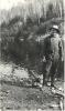 Black and white photograph of Count Rovigno at the foot of the White Iron Portage, Superior National Forest, 1922.