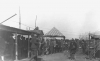 Black and white photograph of refugees and relief workers after the Moose Lake fire, 1918.