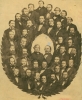 Black and white photograph of the Minnesota Senate with Alexander Ramsey and Henry H. Sibley, 1859.