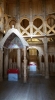 Color image of the baldachin and the chancel inside the Hopperstad Stave Church replica, April 2, 2017. Photographed by Kaci Johnson.