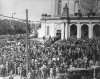 Procession leaving the Basilica of St. Mary for the dedication of the statue of Father Louis Hennepin