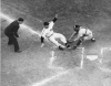 A Rox player slides home in an exciting play captured by St. Cloud Times photographer Myron Hall, c.1949. From the Myron Hall Collection, Stearns History Museum and Research Center, St. Cloud.