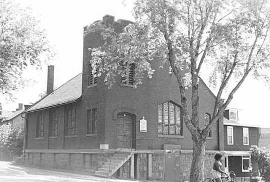 Black and white photograph of St. Mark’s African Methodist Episcopal Church, Duluth. Photographed in 1975.