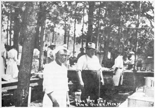 Fish Fry cooks at Norway Brook, Pine River MN, 1920s.