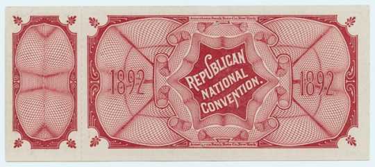 Republican National Convention ticket (back)