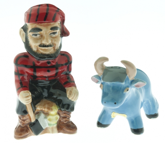 Paul Bunyan and Babe salt and pepper shakers