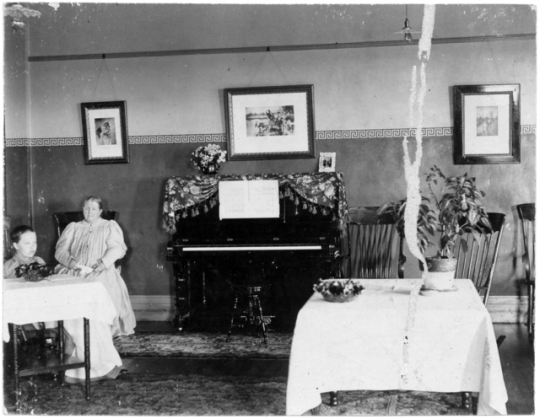 Room and patients inside Fergus Falls State Hospital for the Insane