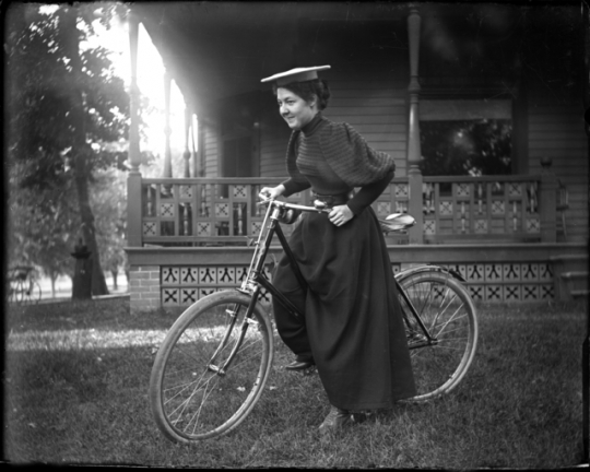 Woman and bicycle