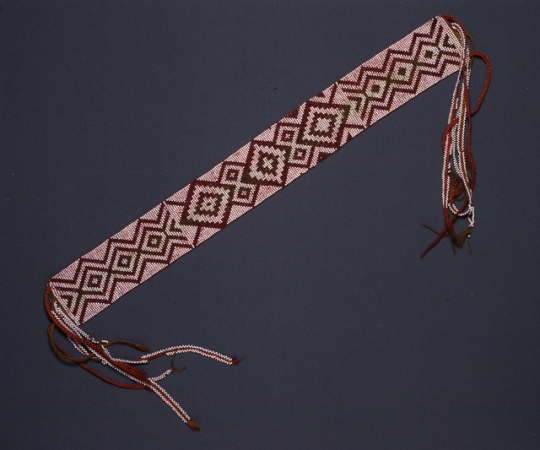 Ojibwe loom-woven beadwork and wool belt