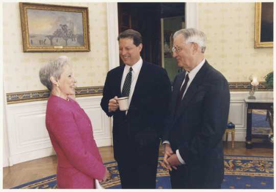 Walter Mondale, Vice President Al Gore, and Senator Nancy Kassebaum Baker