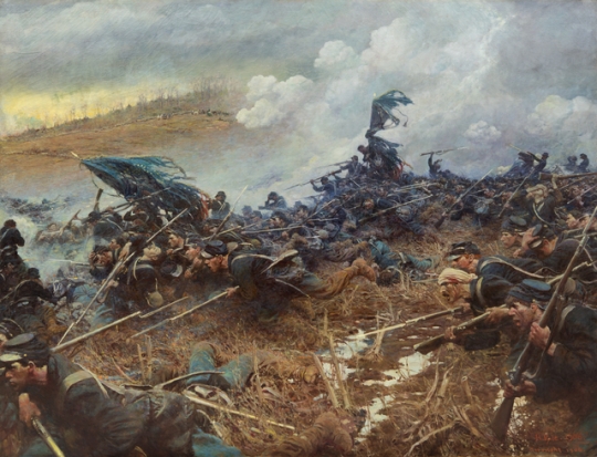 Painting depicting the charge of Minnesotans at the Battle of Nashville