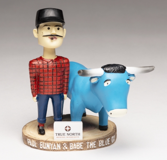 Paul Bunyan and Babe the Blue Ox bobble head figures