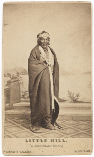 Black and white photograph of Ho-Chunk leader Little Hill, who was one of his people's leading orators, c.1865.