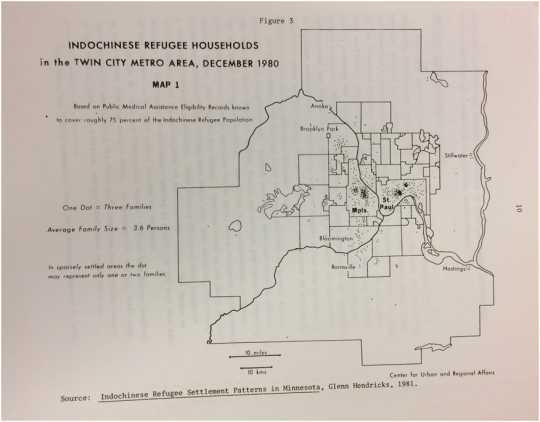 Scan of a documents showing Indochinese Refugee Households in the Twin City Metro Area, December 1980.