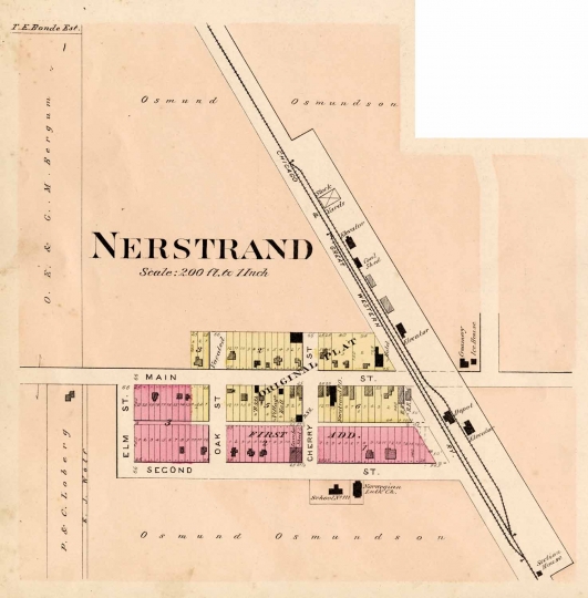 Map of Nerstrand, 1900. From the 1900 Rice County plat book.