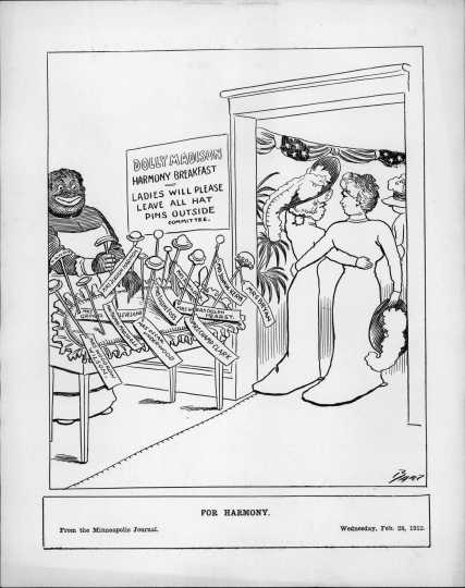 A political cartoon by Charles Bartholomew published in the Minneapolis Journal on February 28, 1912. 