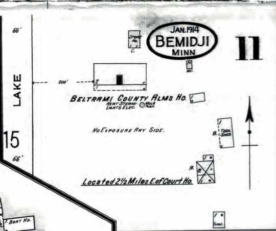 Map of layout of Beltrami County Poor Farm