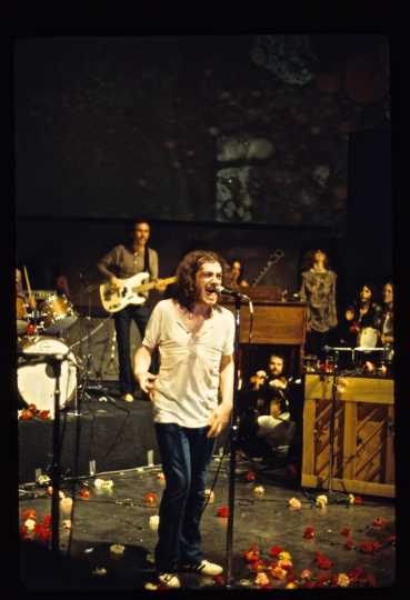 Color photograph of Joe Cocker performing at the opening night of the Depot, April 3, 1970. Photograph by Darrell Brand.