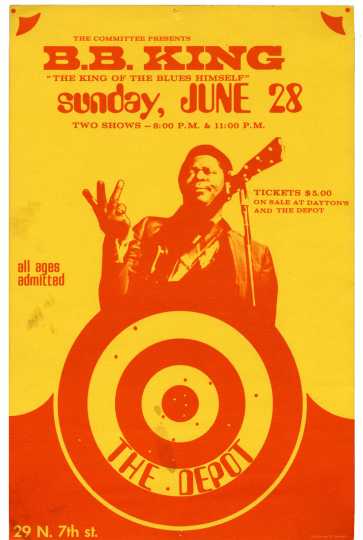 Poster for B. B. King concert at the Depot, June 28, 1970. Courtesy of Mark Freiseis.