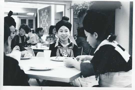 Hmong students at a party, 1976