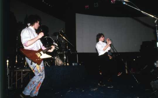 Color image of U2 performing at First Avenue, February 21, 1982. Photograph by Steven Laboe.