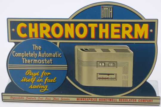 Color image of Honeywell Chronotherm counter sign.