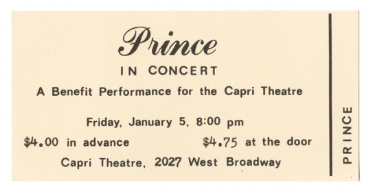 Ticket to first Prince concert