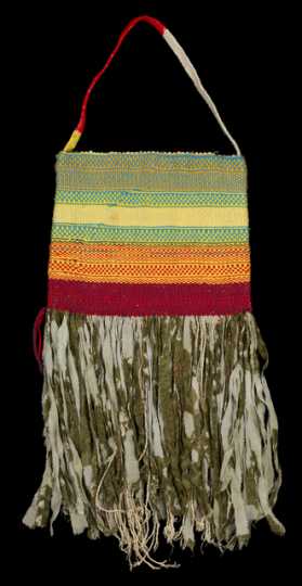 Photograph of a twined bag made by a Somali weaver and elder.