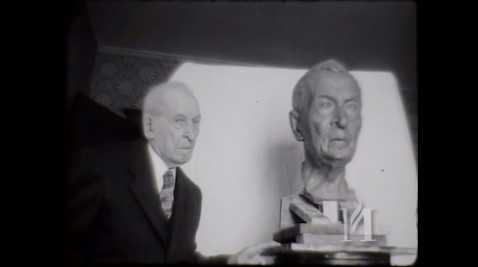 Film titled “Albert Woolson.” It shows a Finnish sculptor, Kalervo Kallio, working on a bust of Albert Woolson, the last surviving Union Army Veteran, who is the live model. Black and white, 16mm, silent film, May 24, 1954. KSTP-TV Archive, Minnesota Historical Society, St. Paul. To view the clip, click the link below.