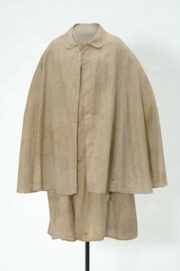 Color image of a linen duster worn by a James-Younger Gang member during the Northfield Bank Raid on September 7, 1876.