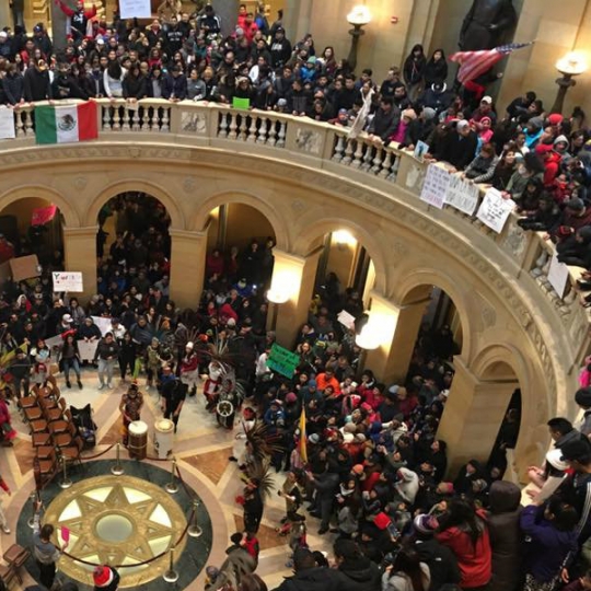 Students and organizers with local officials and leaders, 2017. 