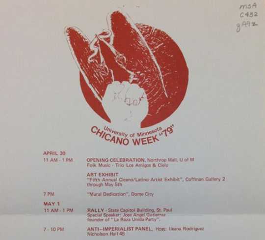 Scan of detail of a 1979 Chicano Week flyer (Universityof Minnesota)