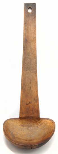 Image of wooden Maple sugaring skimming ladle