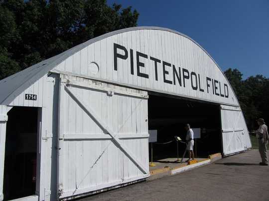 Photograph of the Pietenpol Field Hangar, moved to EAA Airventure Museum Pioneer Field in 1984.