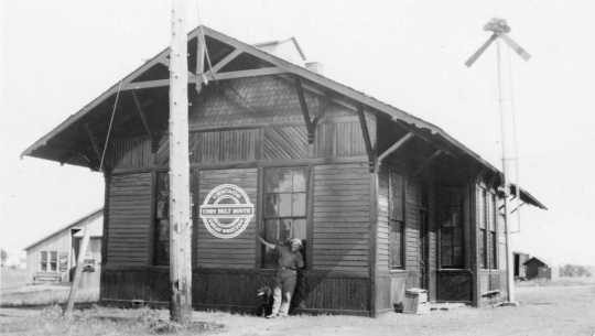 Nerstrand Railway Station (998_b-9, Great Western Railroad), ca. 1935. Used with the permission of Rice County Historical Society.