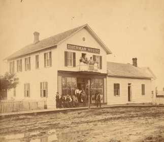 Black and white photograph of the Sherman House Hotel, Waconia, c.1890.