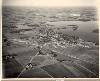 Black and white aerial View of Waconia, c.1945.