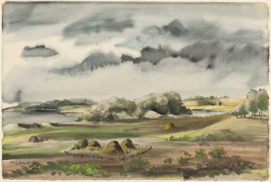 Hay Meadows, watercolor on paper by Adolf Dehn, 1935. 