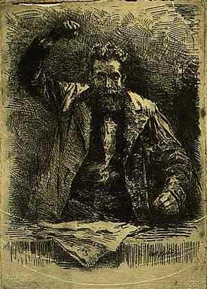 "The Socialist," 1885. Etching on paper by Robert Koehler. 