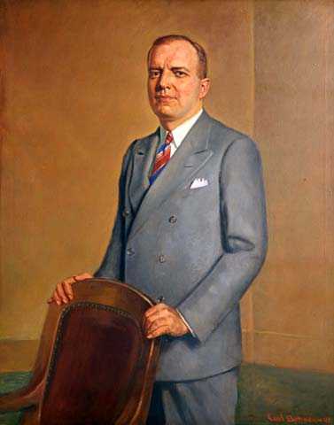 Color image of oil-on-canvas portrait of Harold Stassen. Painted by Carl A. Bohnen in 1943.