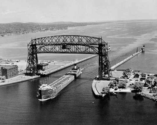 Aerial view of Duluth Lift Bridge, Duluth