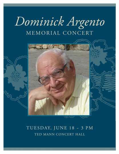 Dominick Argento memorial concert program