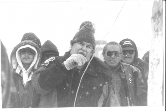 Clyde Bellecourt and others at Wounded Knee
