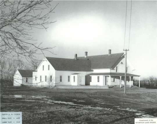 Black and white photograph of Bingham Lake Mennonite Brethren Church (1885–1949); date unknown.