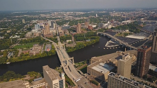 Bird's-eye view of Minneapolis